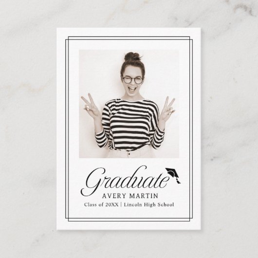 Mini Classic Framed Script Photo Grad invite Begleitkarte (Vorderseite)