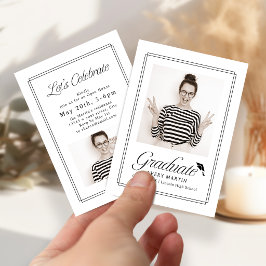 Mini Classic Framed Script Photo Grad invite Begleitkarte