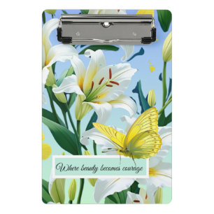 Mini Clip Board Gelbe Butterfly Weiße Liege Klemmbrett