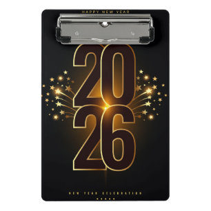 Mini-Clip Happy New Year 2026 Mini Klemmbrett