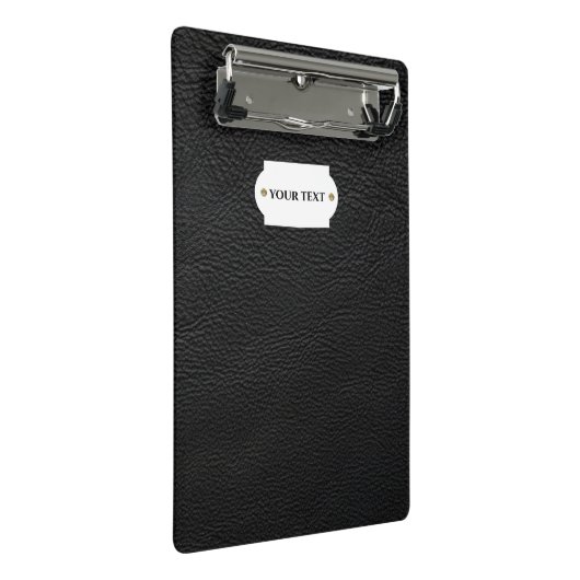 Mini-Clipboard aus schwarzem Leder Mini Klemmbrett (Schrägansicht)