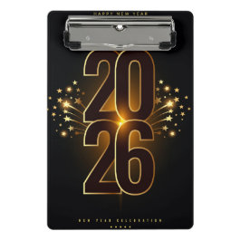 Mini Clipboard-Happy New Year 2026 Mini Klemmbrett