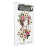 Mini Clipboard Women with Roses-Wreath Klemmbrett (Schrägansicht)