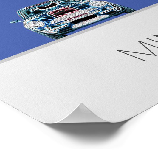 Mini Cooper blau Poster (Ecke)