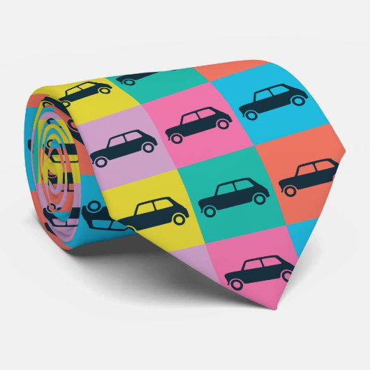 Mini Cooper für Funky Fun Checkerboard Krawatte (Gerollt)