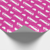 Mini Cooper Herzen - Hellrosa Geschenkpapier (Ecke)
