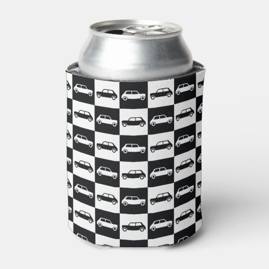 Mini-Cooper mit schwarzer Checkerboard Dosenkühler (Kanne Vorderseite)