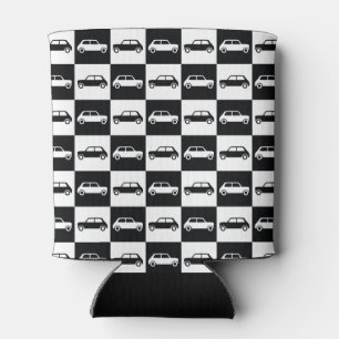 Mini-Cooper mit schwarzer Checkerboard Dosenkühler