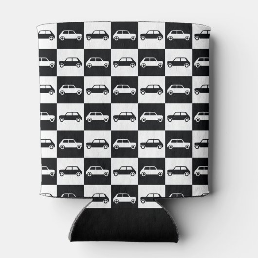 Mini-Cooper mit schwarzer Checkerboard Dosenkühler (Rückseite)