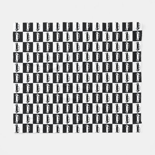 Mini-Cooper mit schwarzer Checkerboard Fleecedecke (Vorderseite (Horizontal))