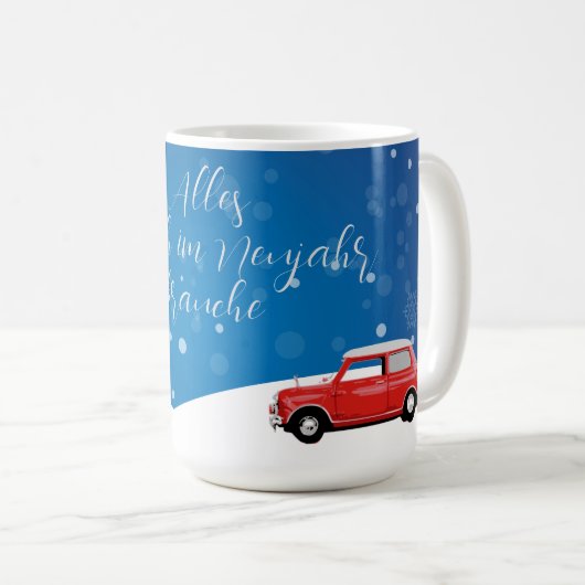 Mini Cooper Tasse Neujahr (VorderseiteRechts)