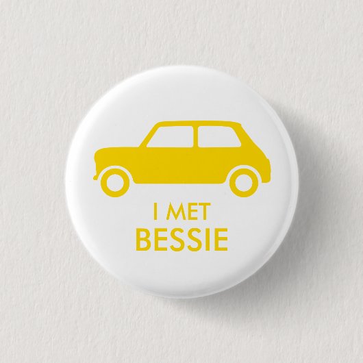 Mini Cooper Trading Button - Gelb auf Weiß (Vorderseite)
