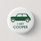 Mini Cooper Trading Button - Green on White (Vorderseite)