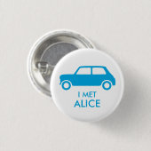 Mini Cooper Trading Button - Hellblau auf Weiß (Vorne & Hinten)