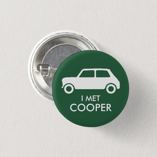 Mini Cooper Trading Button - Weiß auf Grün (Vorne & Hinten)