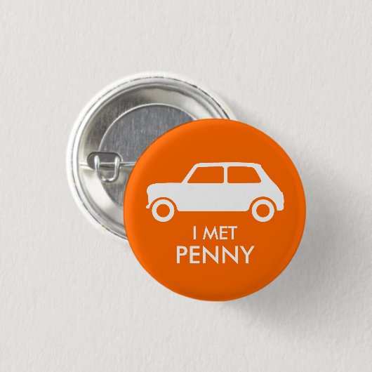 Mini Cooper Trading Button - Weiß auf Orange (Vorne & Hinten)