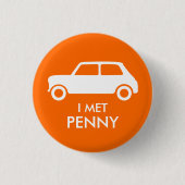 Mini Cooper Trading Button - Weiß auf Orange (Vorderseite)