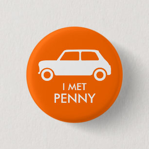 Mini Cooper Trading Button - Weiß auf Orange