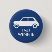 Mini Cooper Trading Button - White on Blue (Vorderseite)