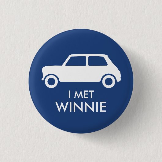Mini Cooper Trading Button - White on Blue (Vorderseite)