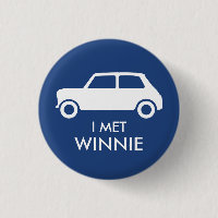 Mini Cooper Trading Button - White on Blue
