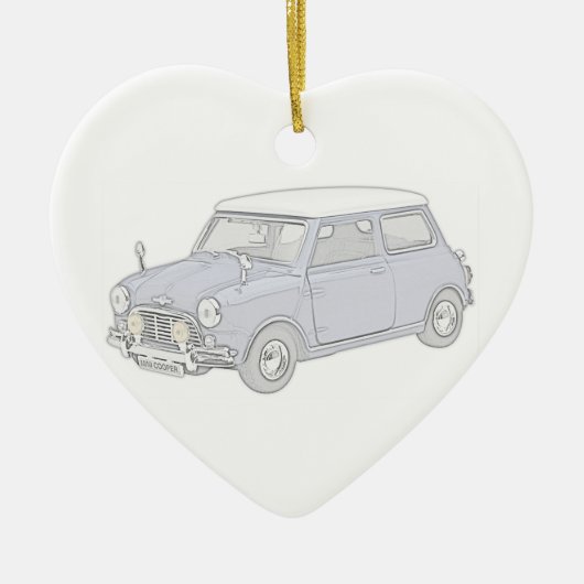 Mini Cooper Vintag-farbig Keramik Ornament (Vorne)