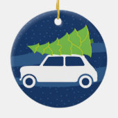 Mini Cooper-Weihnachtsverkehr Keramik Ornament (Hinten)