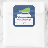 Mini Cooper Weihnachtsverkehr Quadratischer Aufkleber (Tasche)