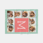 Mini Coral Square 8 Foto Collage Monogramm Fleecedecke (Vorderseite (Horizontal))