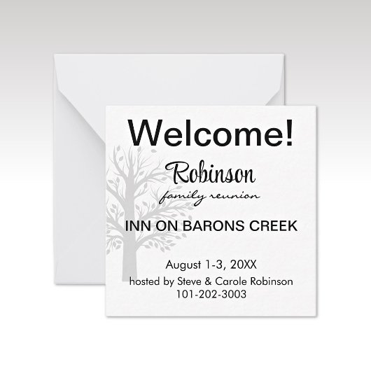 Mini Custom Family Reunion Welcome Gift Bag Mitteilungskarte