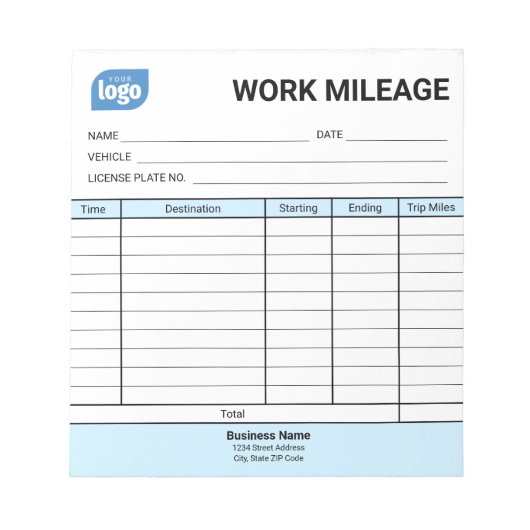 Mini Daily Work Mileage Log Sheet Notepad Notizblock (Vorderseite)