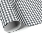 Mini-Dämmerungsblau-Gingham-Karomuster auf Weiß Geschenkpapier (Rolleneckpunkt)