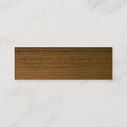 Mini Dark Wood Guitarist Business Card Mini Visitenkarte (Rückseite)