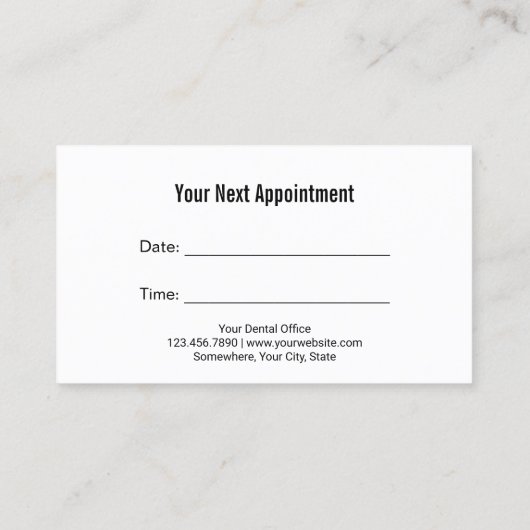 Mini Dentist & Bright Tooth Dusty Blue Dental Care Terminkarte (Rückseite)