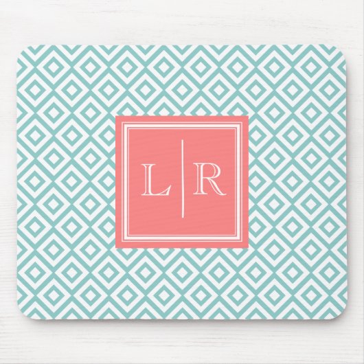 Mini-Diamanten-Muster und Monogramm Mousepad (Vorne)