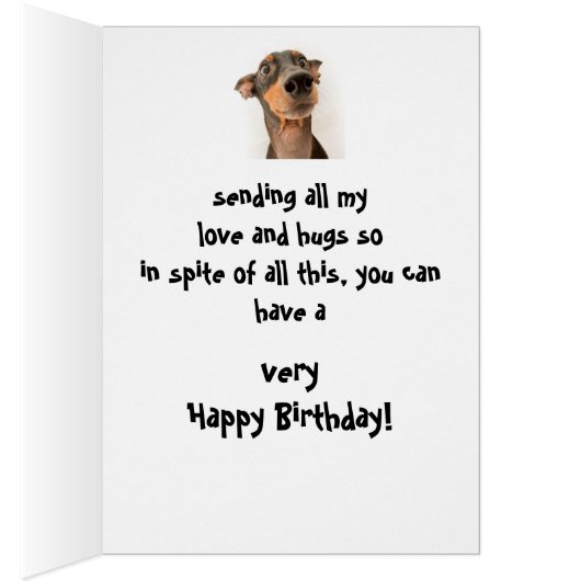 Mini Doberman Dog. Funny Social Distancing Birthda (Innen (Rechts))