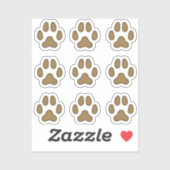 Mini Dog Paw druckt braune Tierspuren Sticker (Blatt)