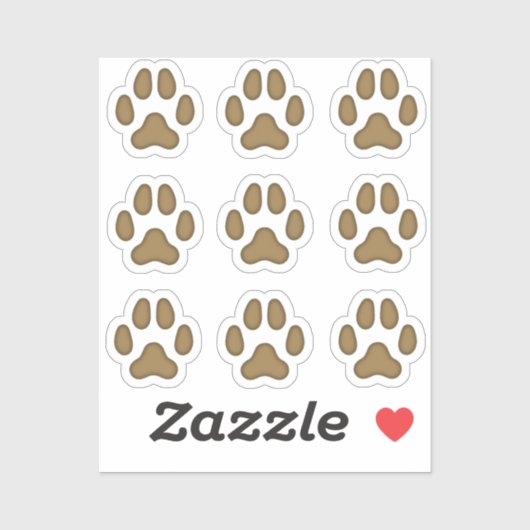 Mini Dog Paw druckt braune Tierspuren Sticker (Blatt)