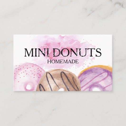 Mini Donuts Baker Bakery Treats Pink Visitenkarte (Vorderseite)