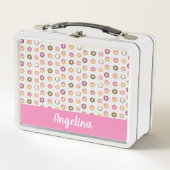 Mini Donuts Mix Muster farbenfroher Name Metall Brotdose (Vorderseite)