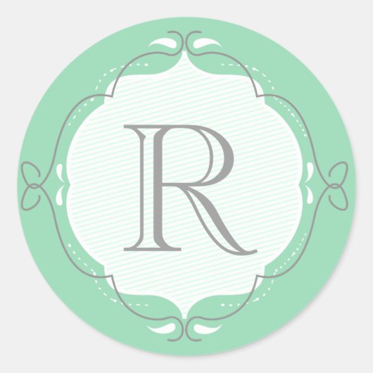 Mini Doodled Frame Monogram Umschlag Aufkleber (Vorderseite)