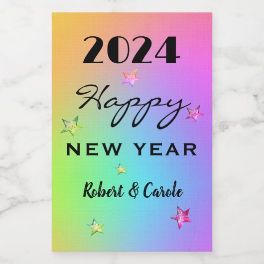 Mini Edit YEAR Gradient Rainbow Happy NY 10, Mini Weinetikett (Einzelnes Label)