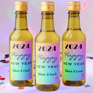 Mini Edit YEAR Gradient Rainbow Happy NY 10, Mini Weinetikett