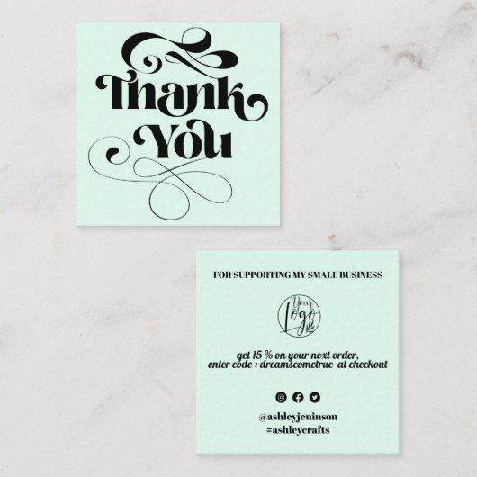 Mini einfache coole Retro-Skriptreihenfolge vielen Quadratische Visitenkarte (Vorne/Hinten)