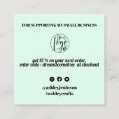 Mini einfache coole Retro-Skriptreihenfolge vielen Quadratische Visitenkarte (Rückseite)