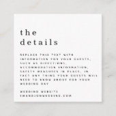MINI Einfache Schwarz-weiße Hochzeitsdetails Begleitkarte (Vorderseite)