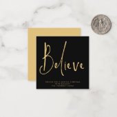 MINI | Einfaches Skript glauben Gold Black Holiday Mitteilungskarte (Vorderseite/Rückseite Beispiel)