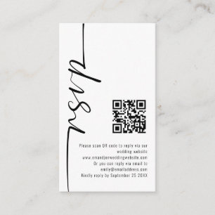 Mini Elegant Calligraphy QR Code Wedding RSVP Begleitkarte