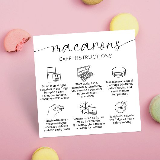Mini-Elegant-Macarons-Betreuung & Vielen Dank Quadratische Visitenkarte