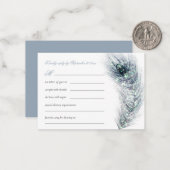 MINI Elegant Peacock Feather Aquamarin Wedding RSV Mitteilungskarte (Vorderseite/Rückseite Beispiel)